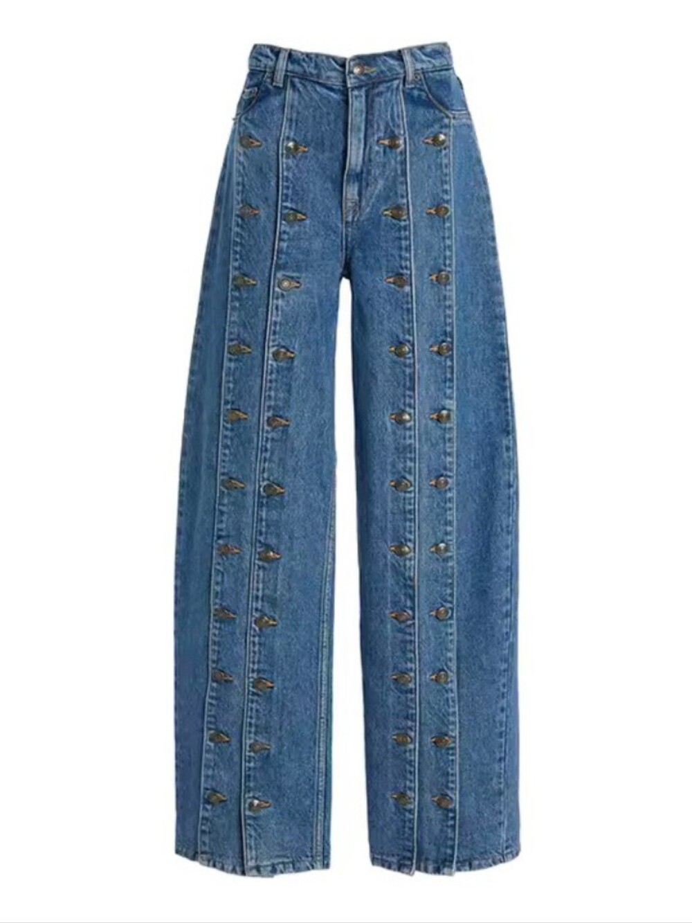 Women's Spring Autumn Stylish Button Jeans Pants 2026 New Vintage Denim Long - Picture 6 of 6